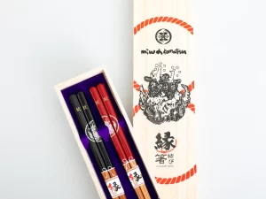 縁結び箸二膳セット 《山犬様 出会い 愛す》