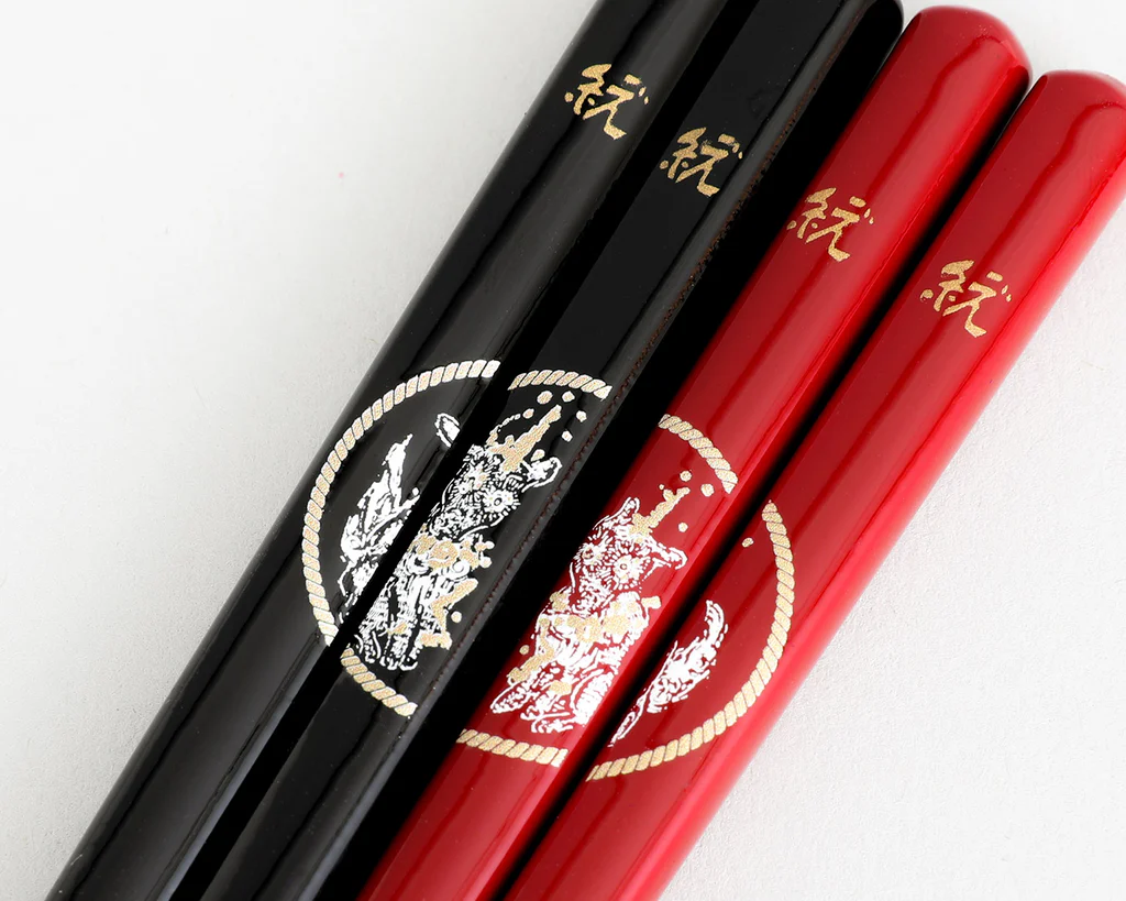 縁結び箸二膳セット 《山犬様 出会い 愛す》 - 画像 (3)